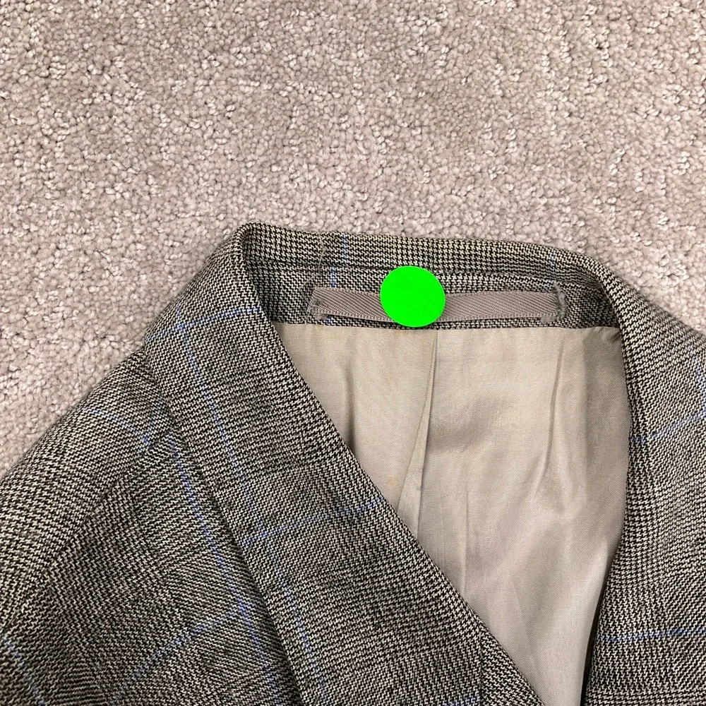 Senza Limiti Blazer Mens 42R Gray Blue‎ Glen Plaid Double Breasted Italian Wool